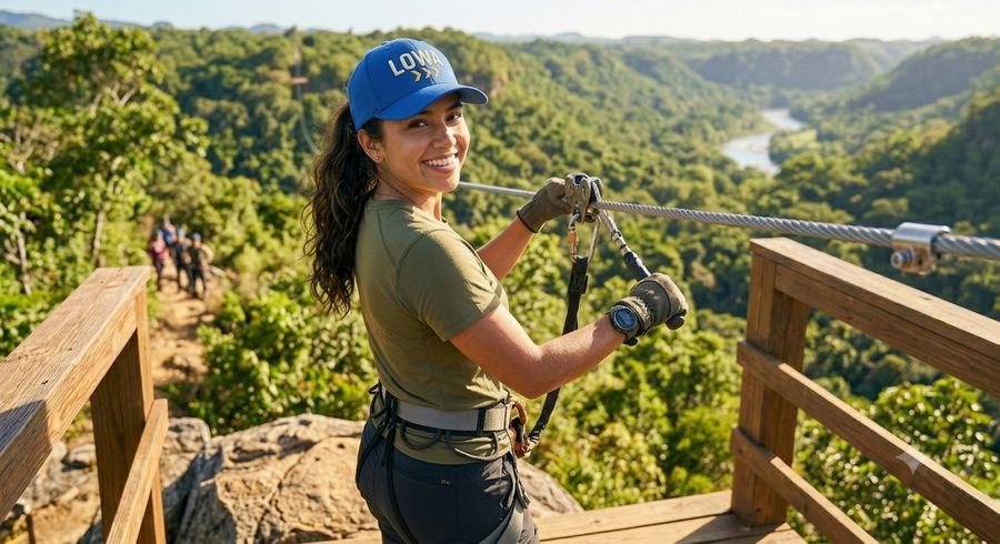 Geared up and clipped in — the work doesn't stop for vacation.